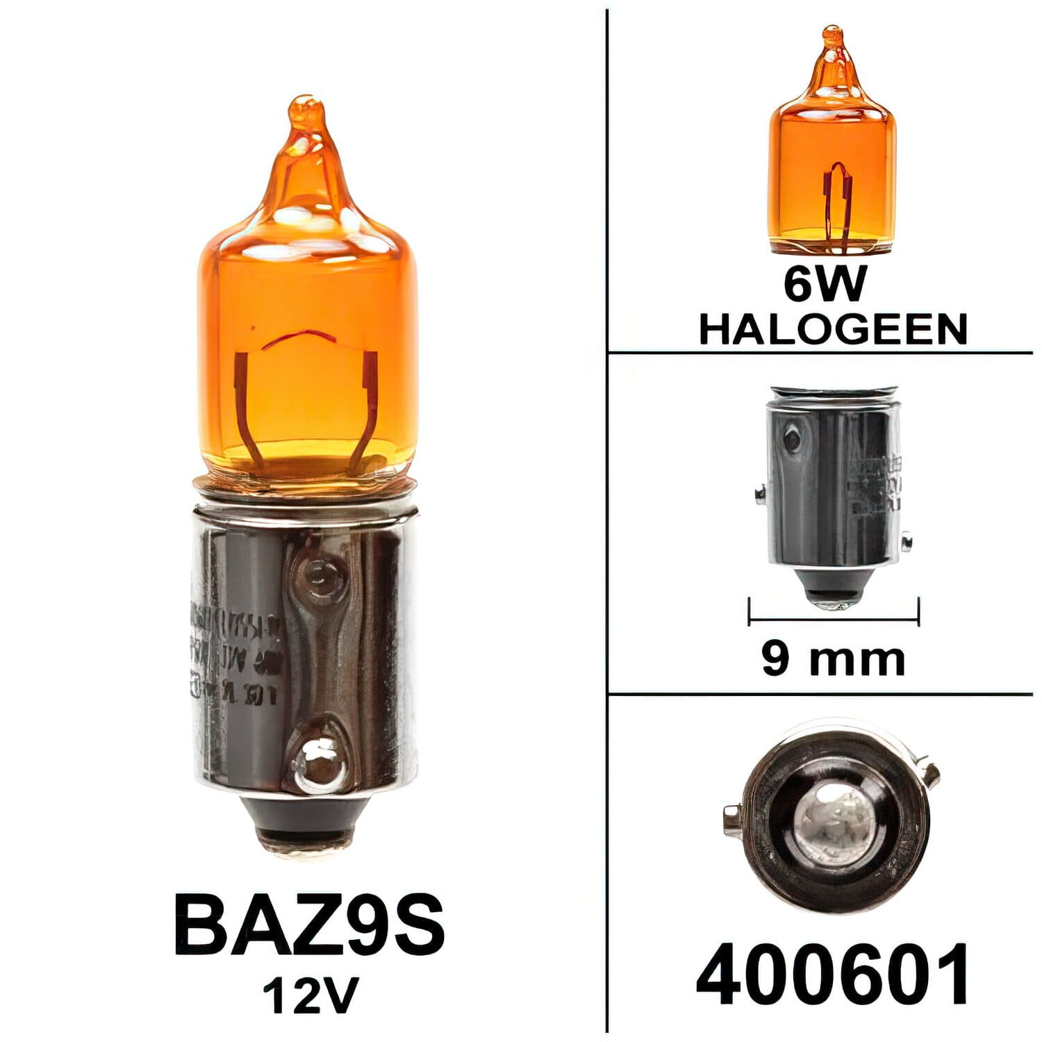 SP-400601 Lampadina alogena Flösser BAZ9S 6W 12V 6W Arancione, COD: SP-400601