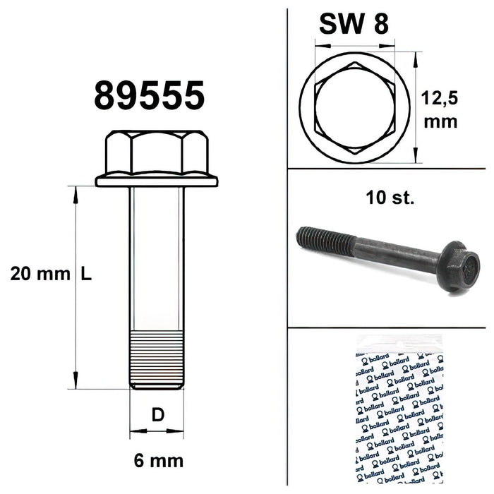 SP-89555 Vite motore SW 8 M6x20 nero (x10), COD: SP-89555