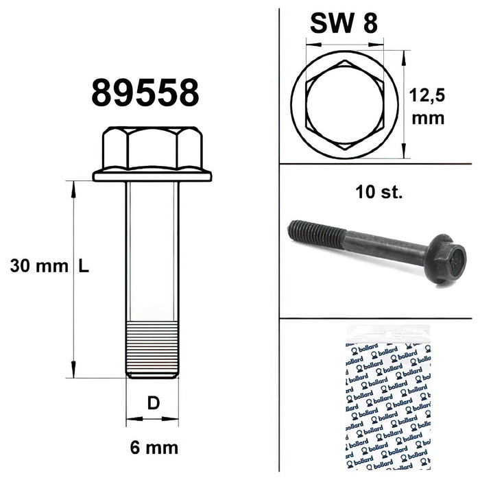 SP-89558 Vite motore SW 8 M6x30 nero (x10), COD: SP-89558