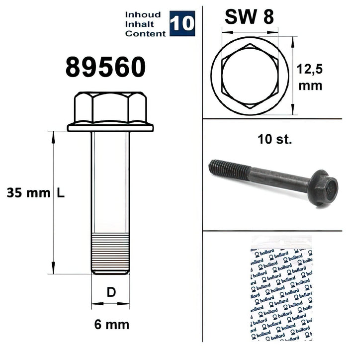 SP-89560 Vite motore SW 8 M6x35 nero (x10), COD: SP-89560