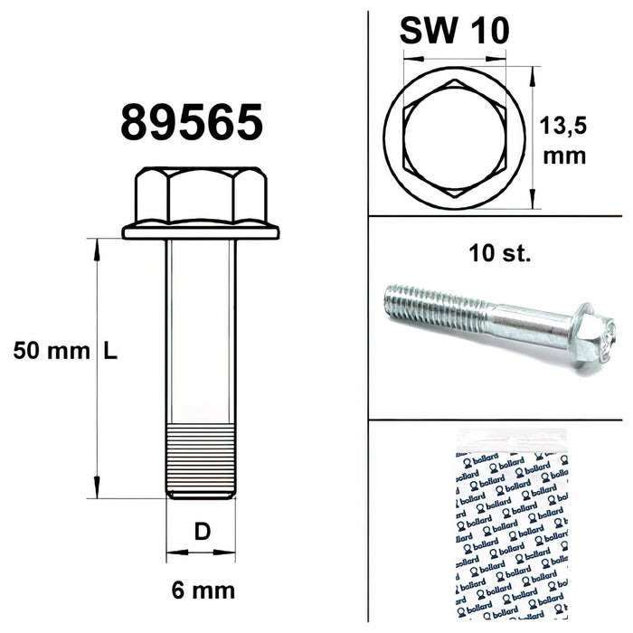 SP-89565 Vite motore SW 10 M6x50 argento (x10), COD: SP-89565