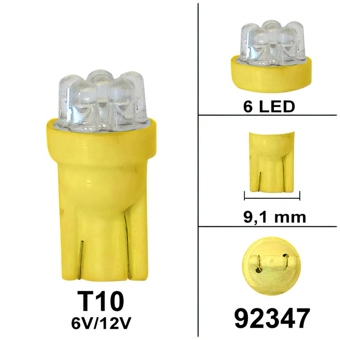 SP-92347 Lampada T10 6V / 12V 6 LED Arancione, COD: SP-92347