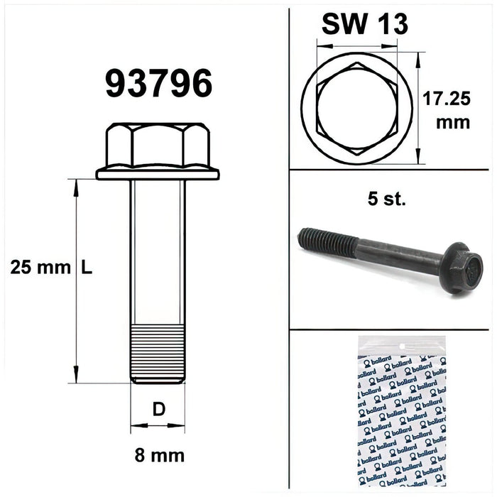 SP-93796 Vite motore SW 13 M8x25 nero (x5), COD: SP-93796