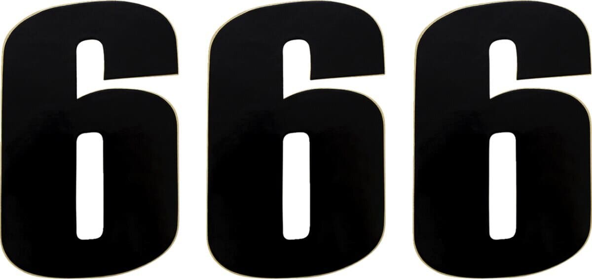 MR43100666 Adesivo Numero di Gara nero 15 cm # 6, COD: MR43100666