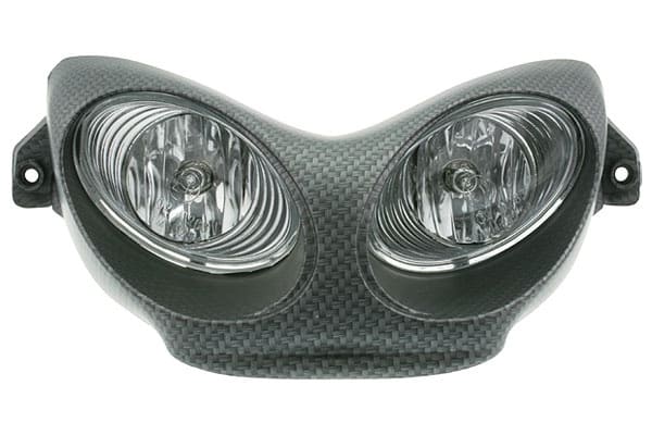STR-575.00/CA Faro Mascherina Doppiofaro a Vetro trasparente, Yamaha Aerox / MBK Nitro, look carbonio omologato CE, COD: STR-575.00/CA