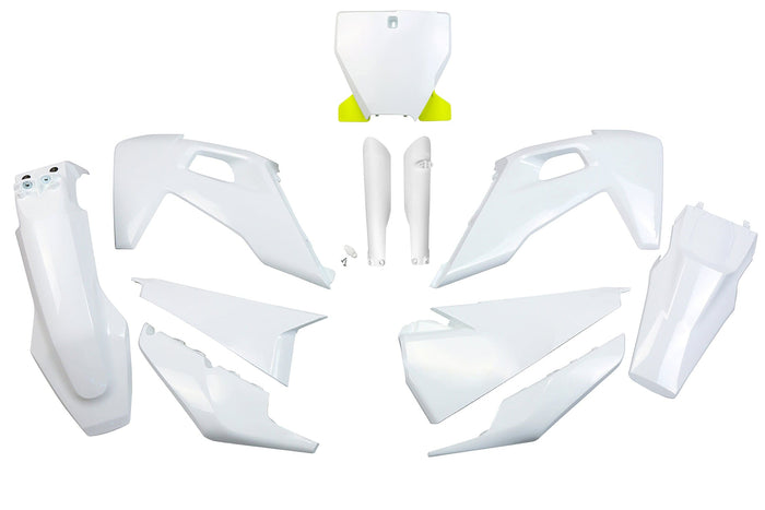 UF-HUKIT622F@041 Kit plastiche con protezioni forcella Husqvarna TC / FC dopo 2019 UFO bianco, COD: UF-HUKIT622F@041