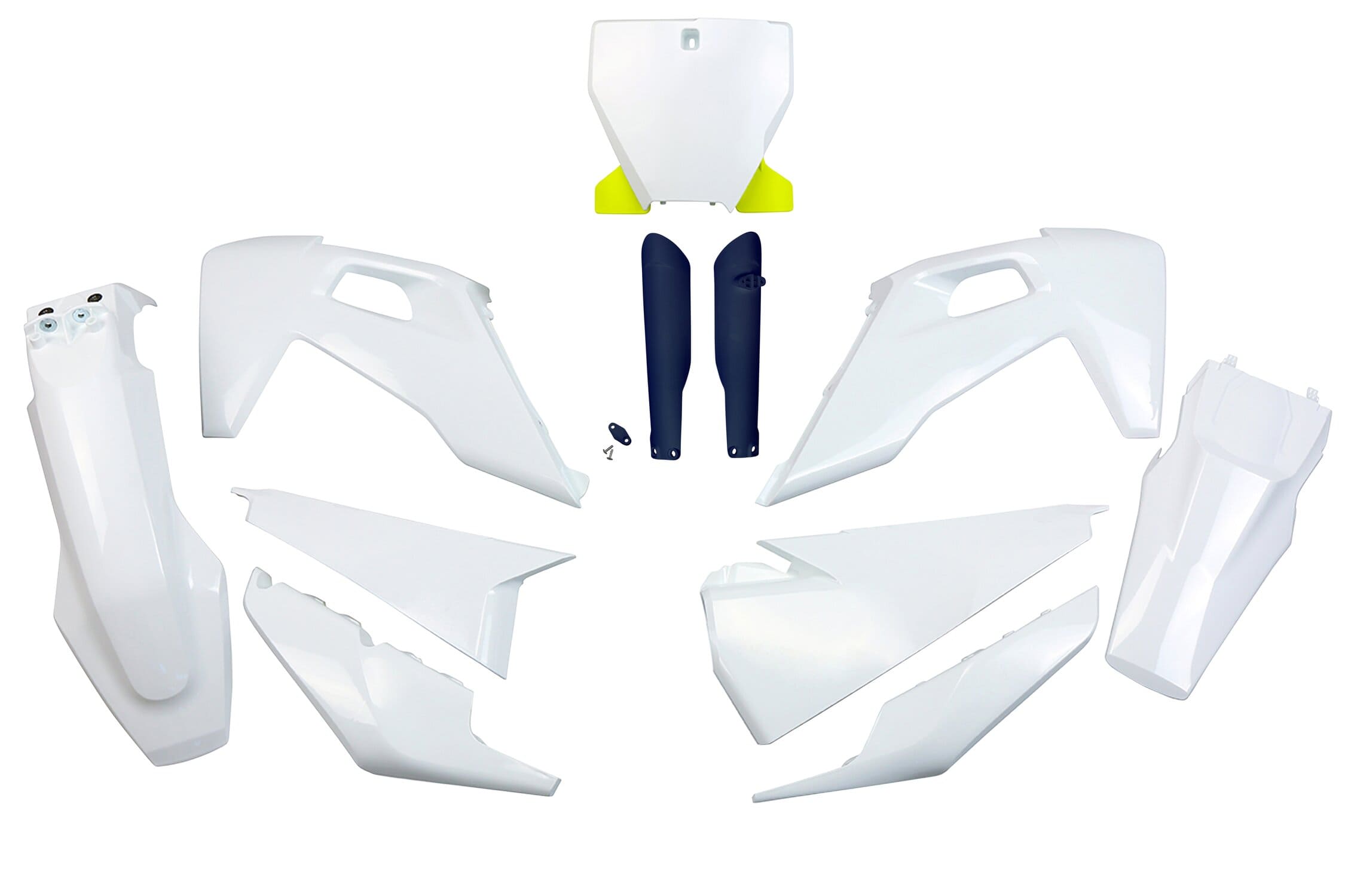 UF-HUKIT622F@999W Kit plastiche con protezioni forcella Husqvarna TC / FC dopo 2019 UFO colori OEM 2022, COD: UF-HUKIT622F@999W
