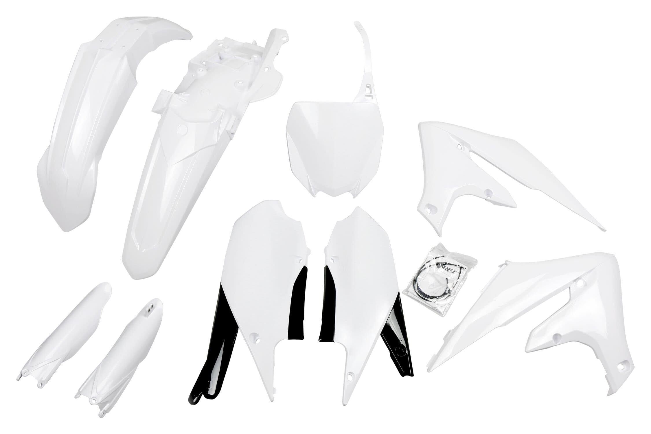 UF-YAKIT321F@046 Kit plastiche con protezioni forcella Yamaha YZF dopo 2018 UFO bianco, COD: UF-YAKIT321F@046