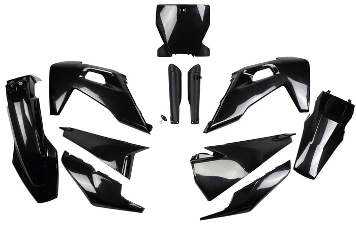 UF-HUKIT622F@001 Kit plastiche con protezioni forcella Husqvarna TC / FC dopo 2019 UFO nero, COD: UF-HUKIT622F@001