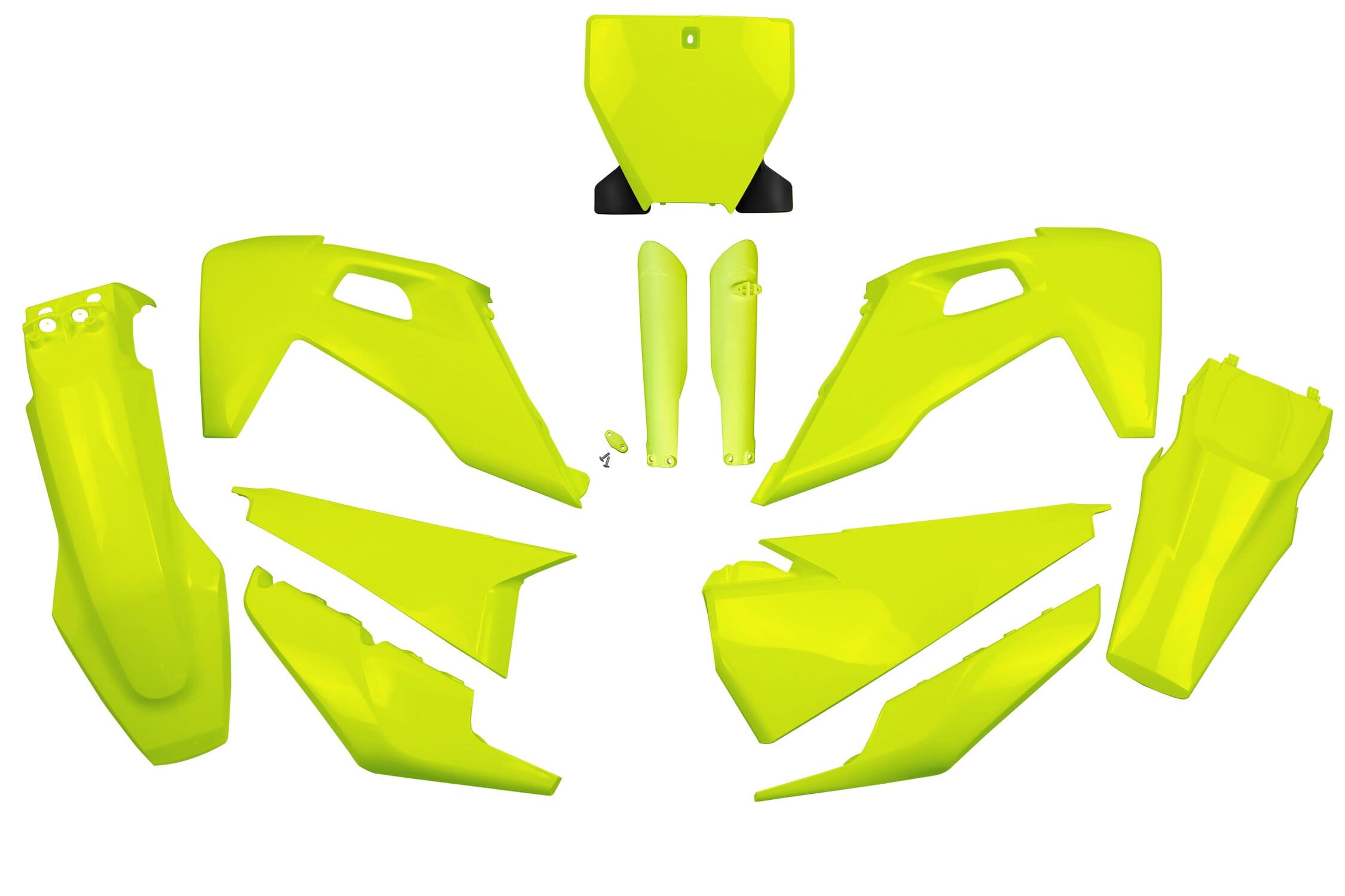 UF-HUKIT622F@DFLU Kit plastiche con protezioni forcella Husqvarna TC / FC dopo 2019 UFO giallo fluo, COD: UF-HUKIT622F@DFLU