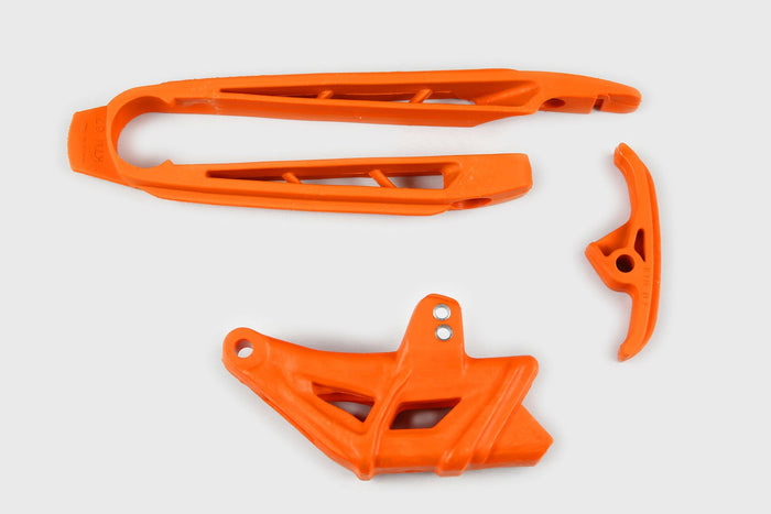 UF-KT04005@127 Kit cruna catena + fascia forcella KTM SX / EXC 2007-2010 arancione UFO, COD: UF-KT04005@127