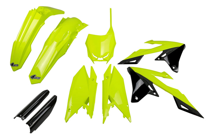 UF-SUKIT418F@DFLU Kit plastiche con protezioni forcella RM-Z dopo 2018 UFO giallo fluo, COD: UF-SUKIT418F@DFLU