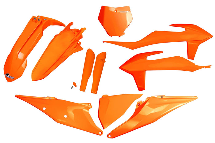 UF-KTKIT522F@FFLU Kit plastiche con protezioni forcella KTM SX / SX-F 2019-2022 UFO arancione fluo, COD: UF-KTKIT522F@FFLU