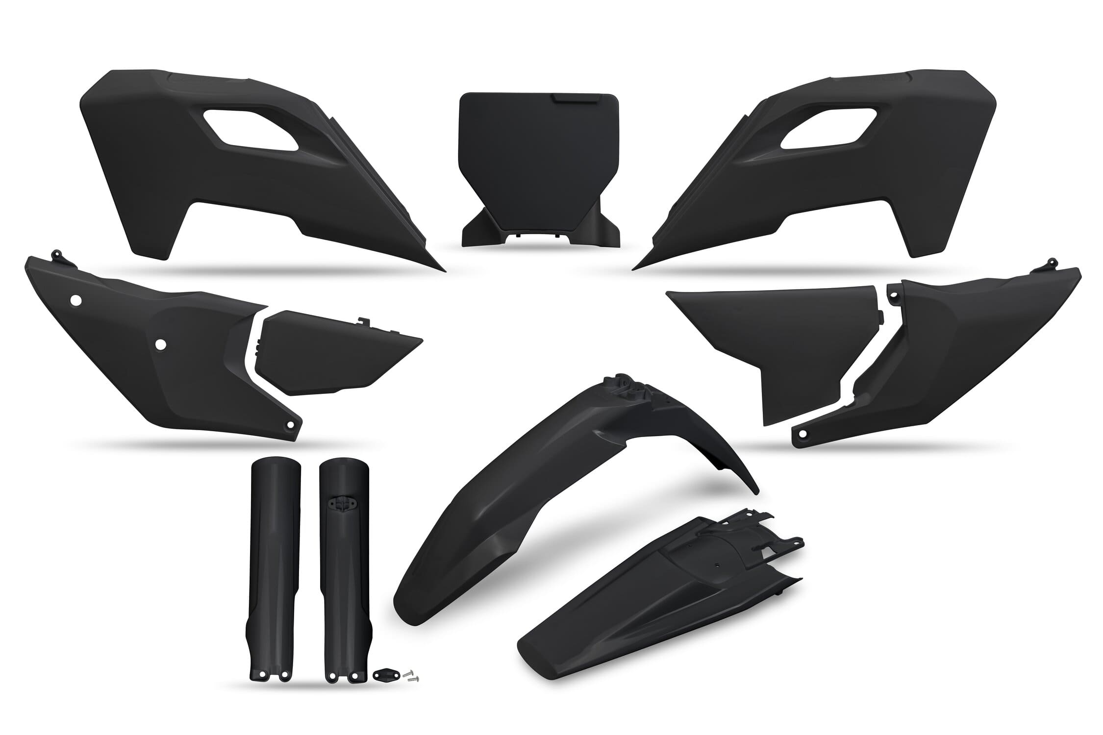 UF-HUKIT626F@001 Kit plastiche con protezioni forcella Husqvarne TC / FC dopo 2023 UFO nero, COD: UF-HUKIT626F@001