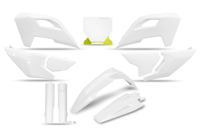 UF-HUKIT626F@040 Kit plastiche con protezioni forcella Husqvarne TC / FC dopo 2023 UFO bianco, COD: UF-HUKIT626F@040