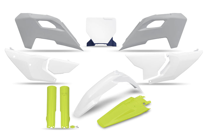 UF-HUKIT626F@999 Kit plastiche con protezioni forcella Husqvarne TC / FC dopo 2023 UFO giallo fluo, COD: UF-HUKIT626F@999