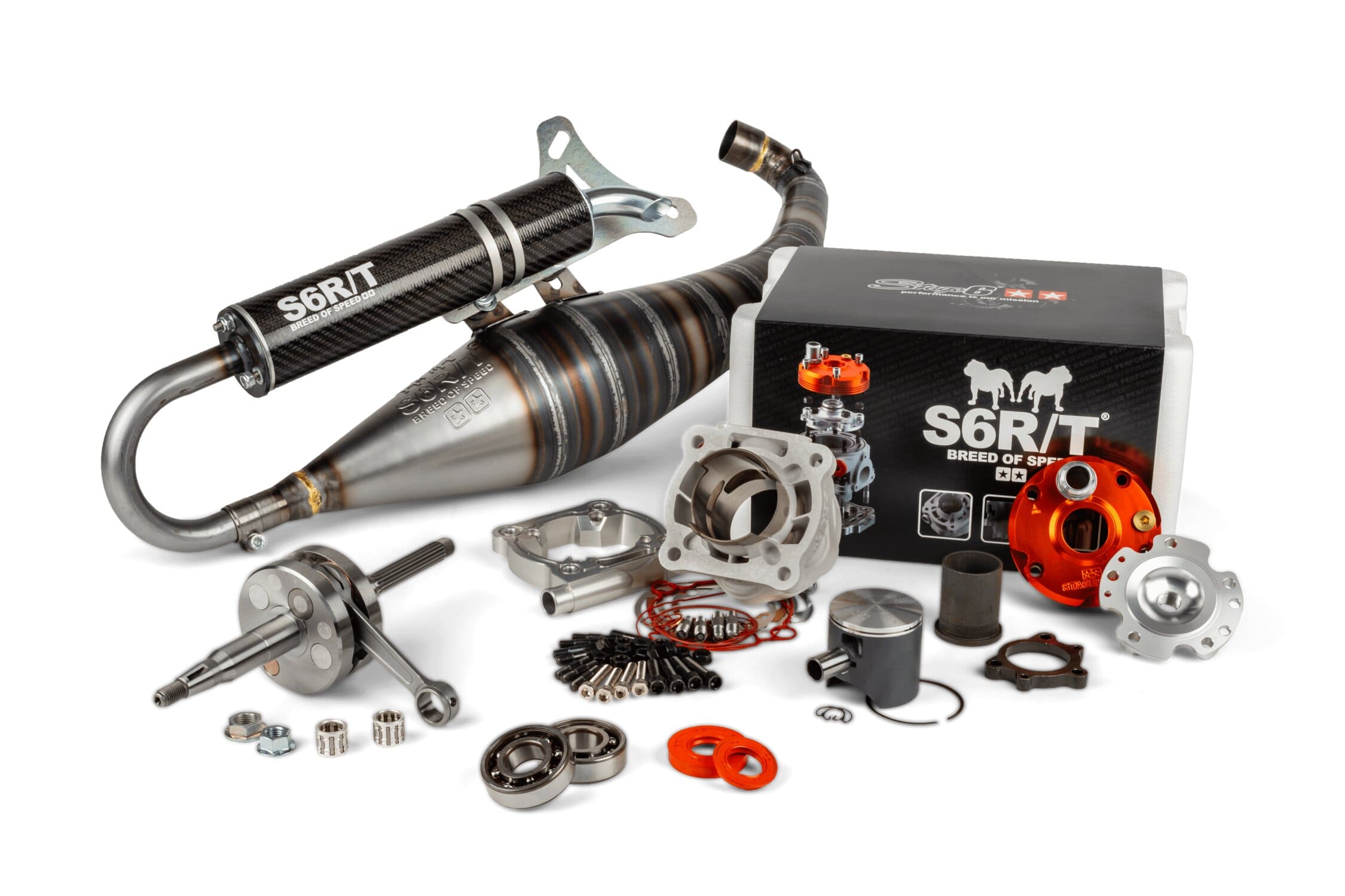 S6-7516611/PACK2 Kit gruppo termico - albero motore - scarico Stage6 R/T 95 Minarelli orizzontale, COD: S6-7516611/PACK2