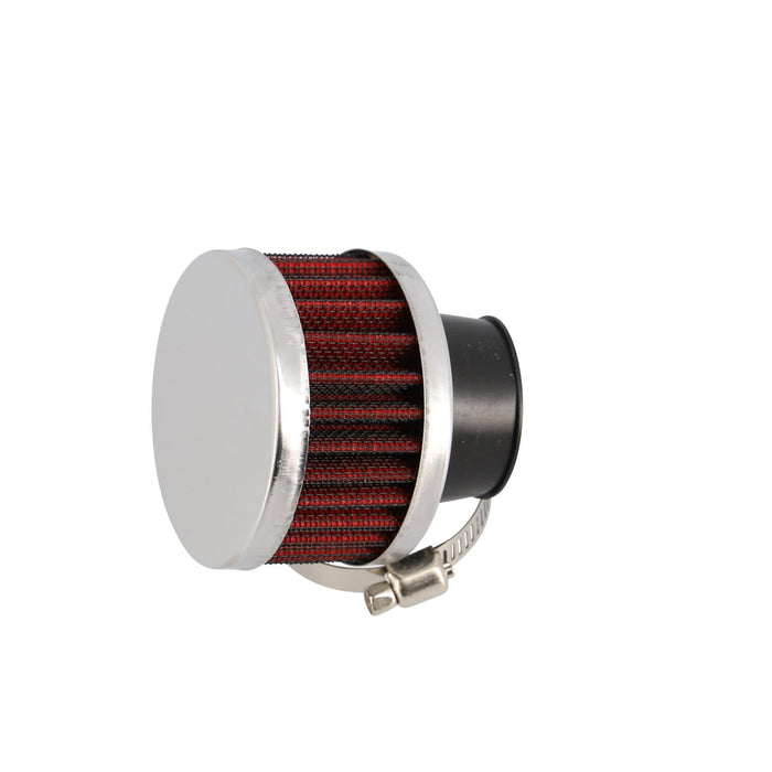 STR-346.13/CR Filtro aria rotondo D.61mm tipo KN dritto D.25-35mm cromato/rosso, COD: STR-346.13/CR