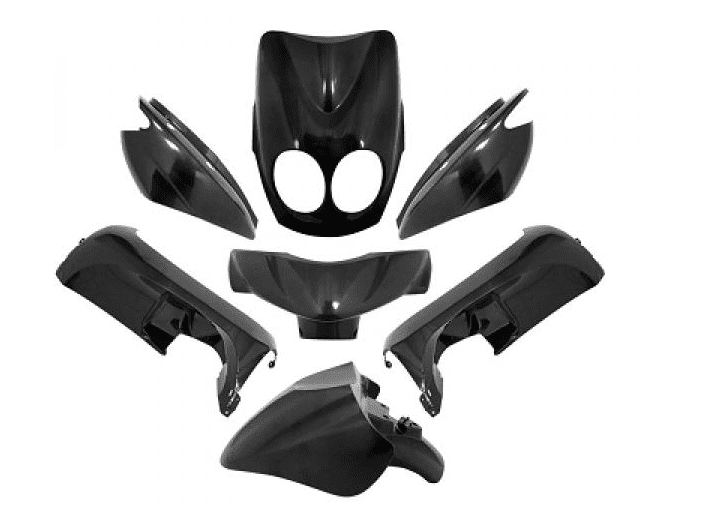 366330 kit carene 7 pezzi carena nero metal mbk ovetto 2008+ / yamaha neos 2008+ 4t made in taiwan no cina