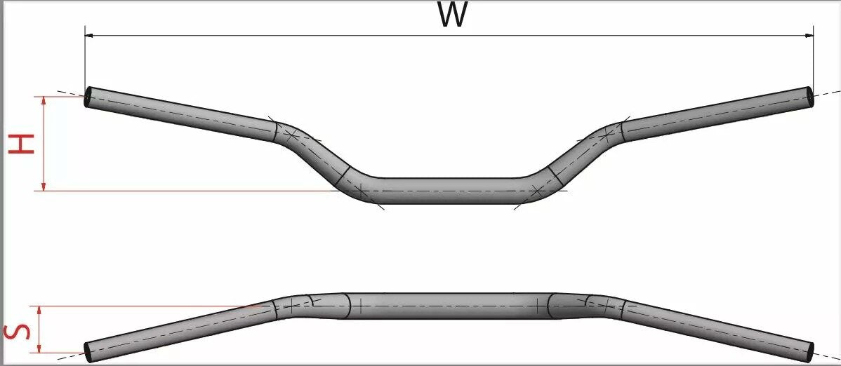 NEK-R01014C-BK Manubrio Pit Bike Neken 28mm Radical Design L.754mm Nero / Bianco