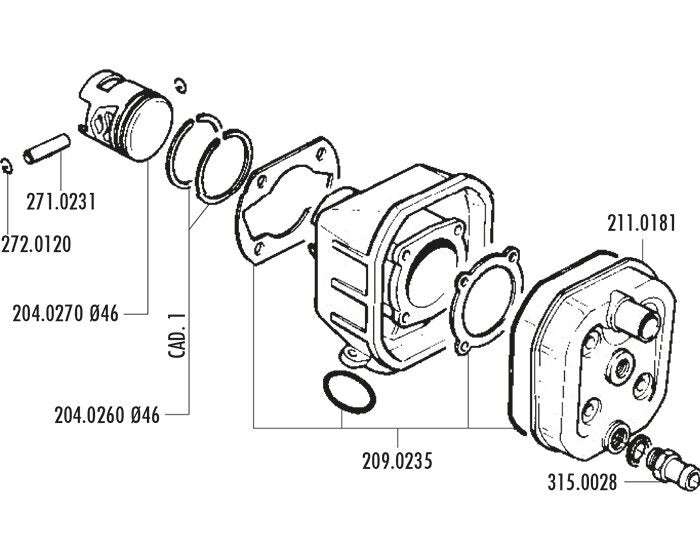 P119.0028/SR Gruppo termico d.46mm Polini Honda Camino LC
