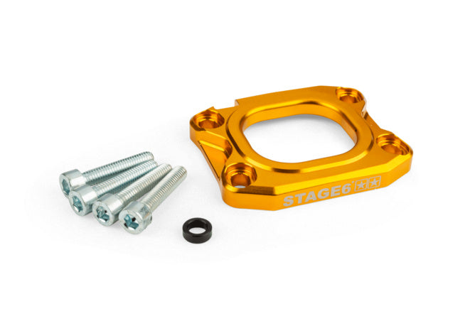 S6-3318831/YE Piastra collettore aspirazione Stage6 360° d.40mm AM6 / Derbi dorato