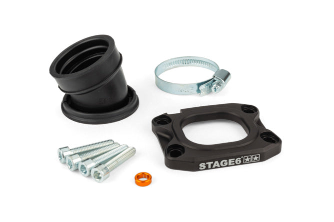 S6-3318836/BK Collettore aspirazione Stage6 360° AM6 / Derbi nero per PWK 30 - 34mm