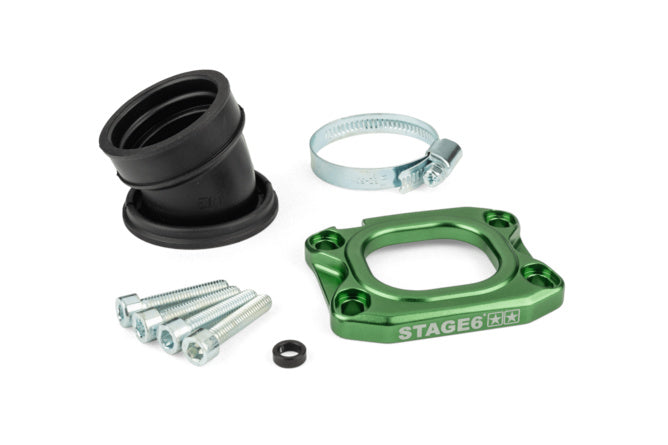 S6-3318836/GR Collettore aspirazione Stage6 360° AM6 / Derbi verde per PWK 30 - 34mm