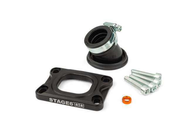 S6-3318832/BK Collettore aspirazione Stage6 360° AM6 / Derbi nero per Dellorto / CP