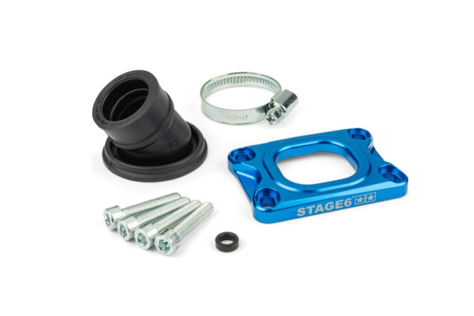 S6-3318832/BL Collettore aspirazione Stage6 360° AM6 / Derbi blu per Dellorto / CP