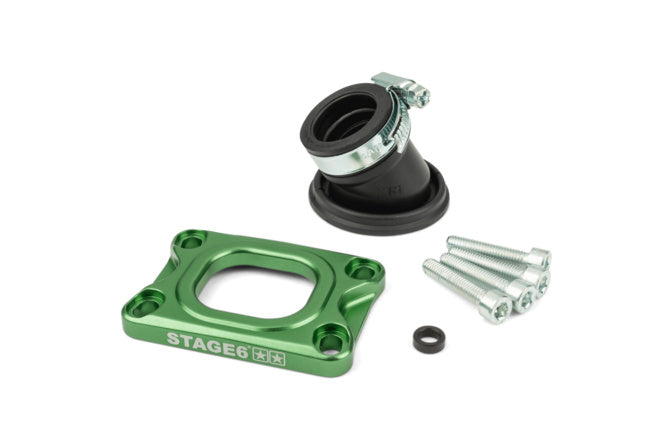 S6-3318832/GR Collettore aspirazione Stage6 360° AM6 / Derbi verde per Dellorto / CP - Billaricambi SRLS
