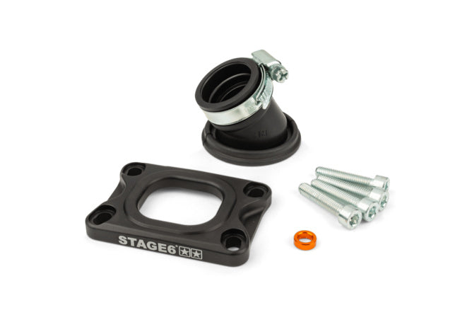 S6-3318833/BK Collettore aspirazione Stage6 360° AM6 / Derbi nero per CP Evolution - Billaricambi SRLS