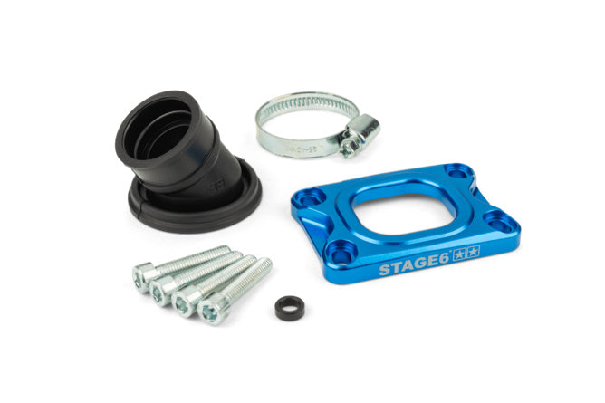 S6-3318833/BL Collettore aspirazione Stage6 360° AM6 / Derbi blu per CP Evolution