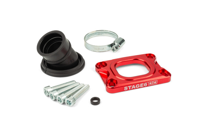 S6-3318833/RE Collettore aspirazione Stage6 360° AM6 / Derbi rosso per CP Evolution