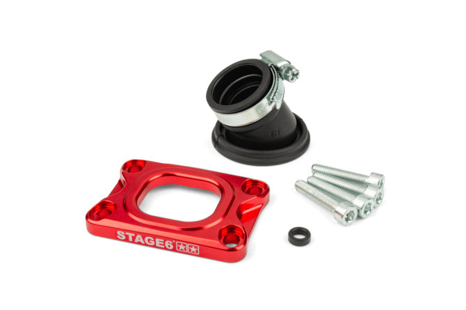 S6-3318833/RE Stage6 360° AM6 / Derbi intake manifold red for CP Evolution