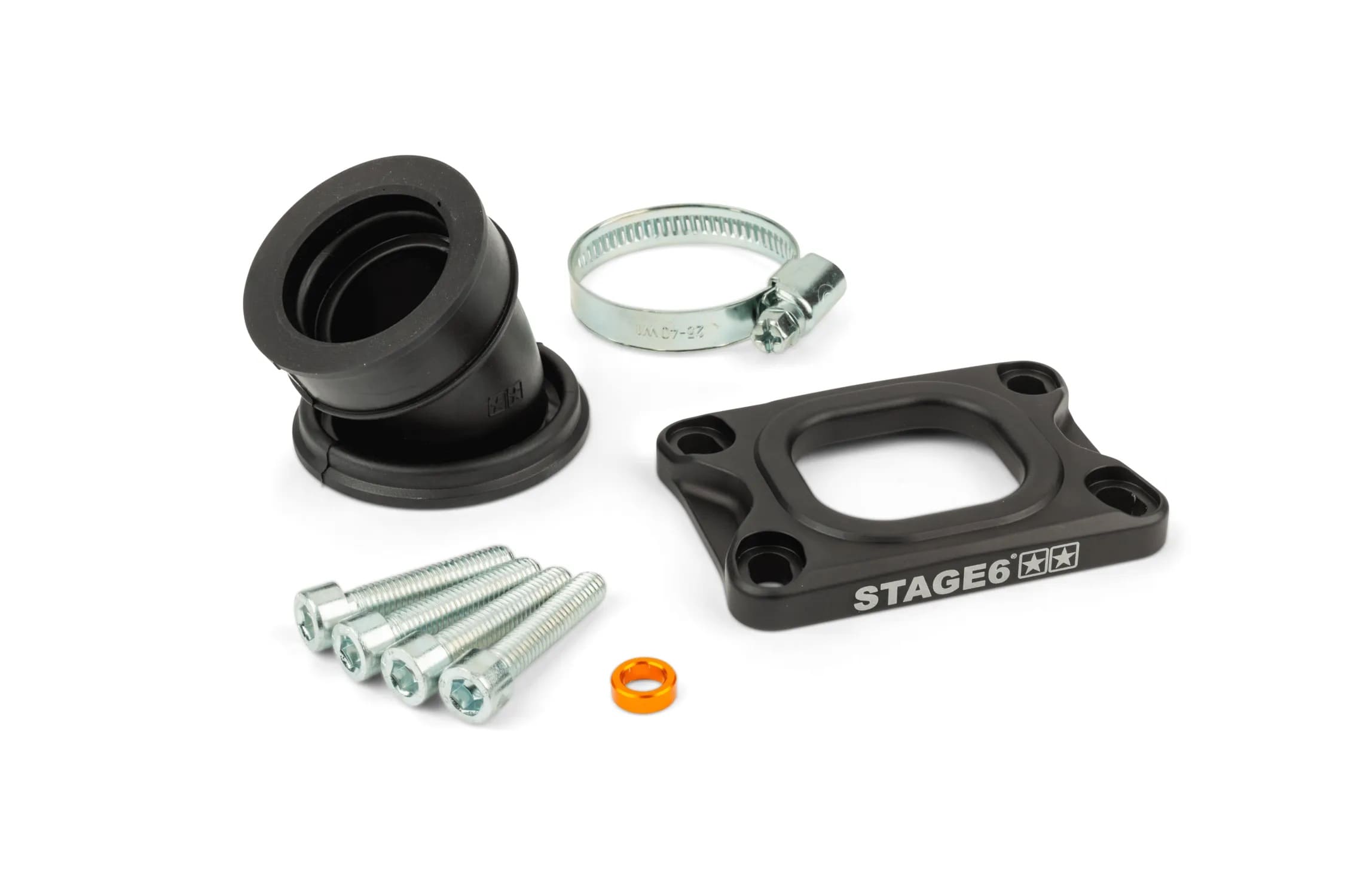 S6-3318834/BK Collettore aspirazione Stage6 360° AM6 / Derbi nero per Mikuni TM24