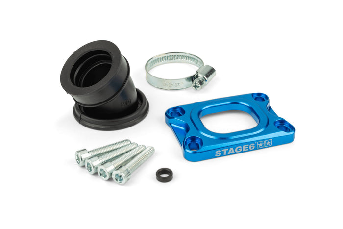 S6-3318834/BL Collettore aspirazione Stage6 360° AM6 / Derbi blu per Mikuni TM24
