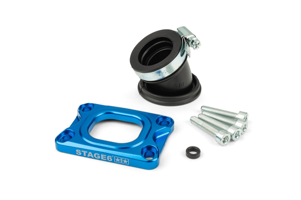 S6-3318834/BL Stage6 360° AM6 / Derbi intake manifold blue for Mikuni TM24