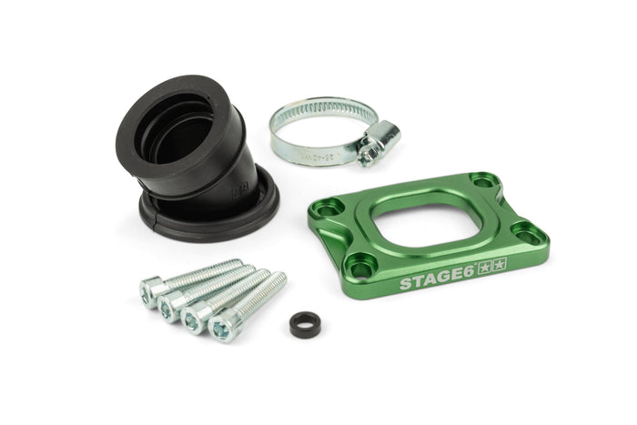 S6-3318834/GR Collettore aspirazione Stage6 360° AM6 / Derbi verde per Mikuni TM24