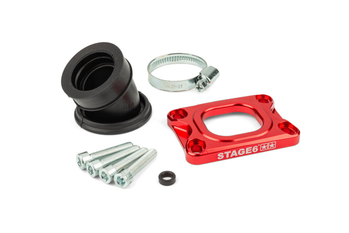 S6-3318834/RE Collettore aspirazione Stage6 360° AM6 / Derbi rosso per Mikuni TM24