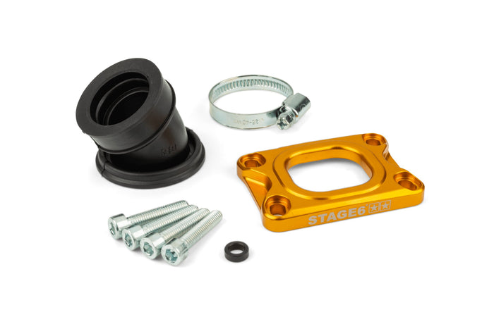 S6-3318834/YE Collettore aspirazione Stage6 360° AM6 / Derbi giallo per Mikuni TM24