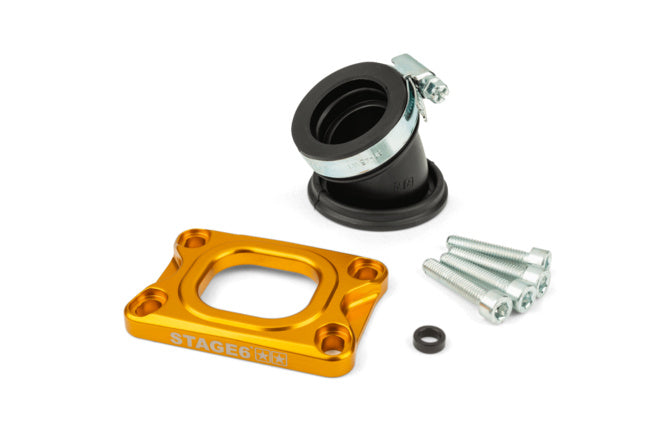 S6-3318834/YE Collettore aspirazione Stage6 360° AM6 / Derbi giallo per Mikuni TM24 - Billaricambi SRLS