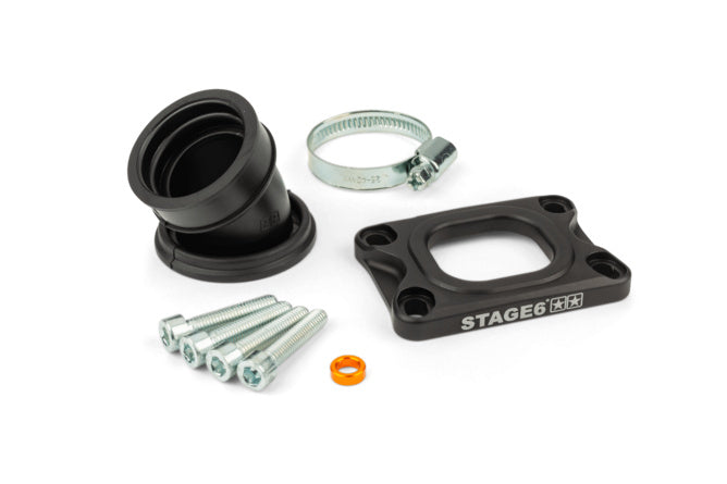 S6-3318835/BK Stage6 360° intake manifold AM6 / Derbi black for PWK 19 - 28mm