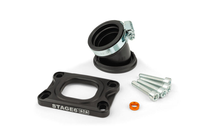 S6-3318835/BK Collettore aspirazione Stage6 360° AM6 / Derbi nero per PWK 19 - 28mm