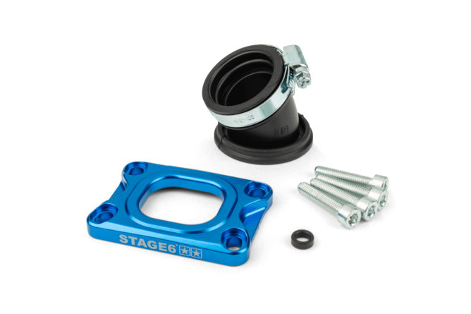 S6-3318835/BL Collettore aspirazione Stage6 360° AM6 / Derbi blu per PWK 19 - 28mm - Billaricambi SRLS