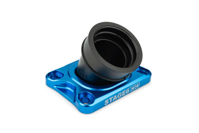 S6-3318835/BL Collettore aspirazione Stage6 360° AM6 / Derbi blu per PWK 19 - 28mm