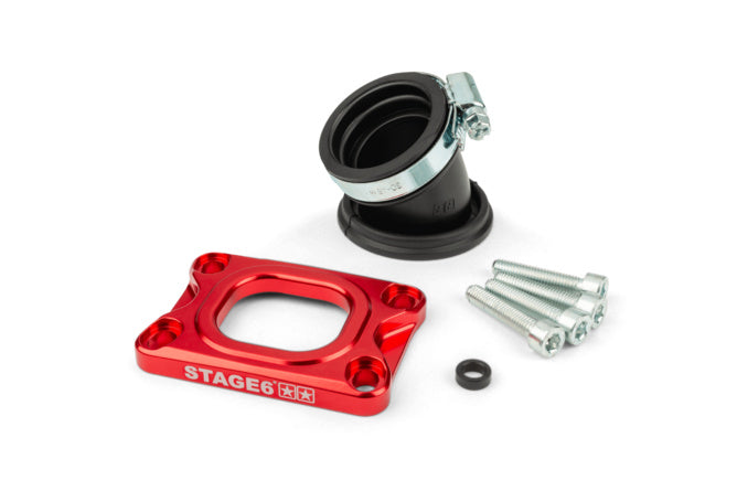 S6-3318835/RE Collettore aspirazione Stage6 360° AM6 / Derbi rosso per PWK 19 - 28mm - Billaricambi SRLS