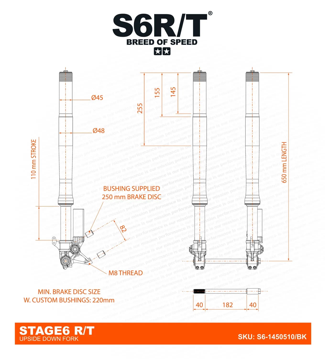 S6-1450510/BK Forcella Stage6 R/T Upside Down 650mm 45/48mm Racing