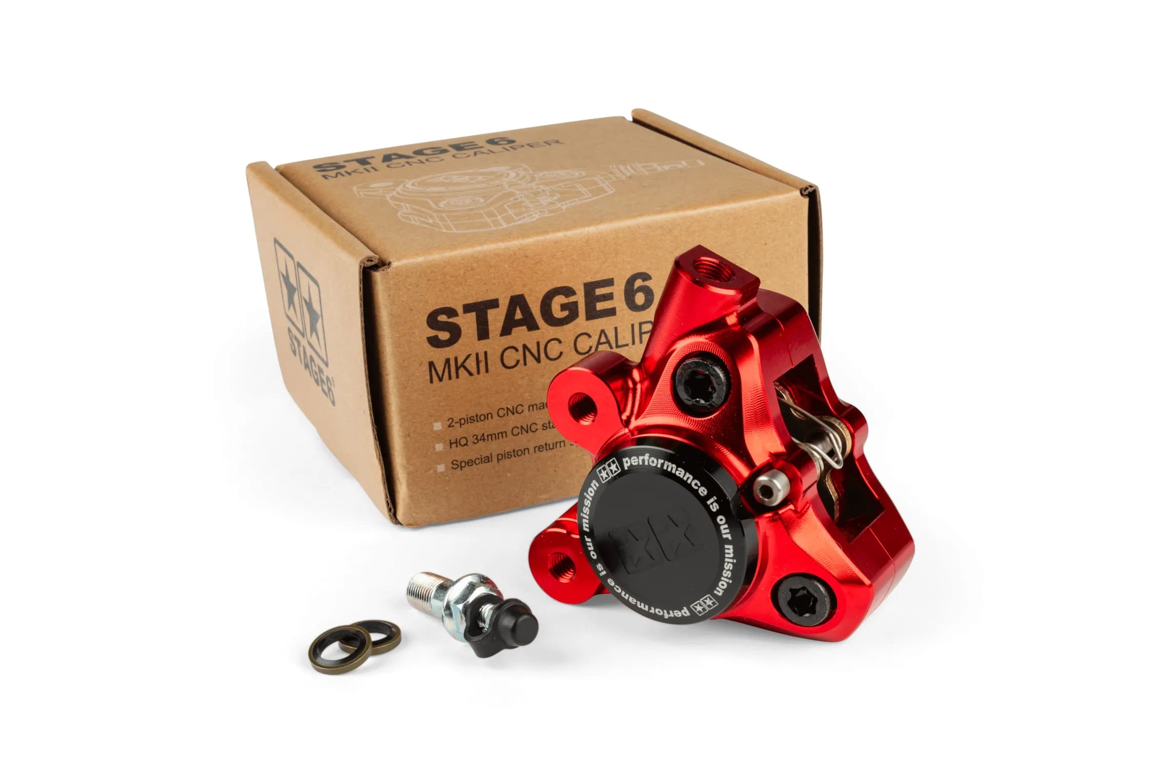 S6-1400381/RE Pinza freno anteriore alluminio CNC Stage6 Minarelli / Piaggio / Peugeot rosso