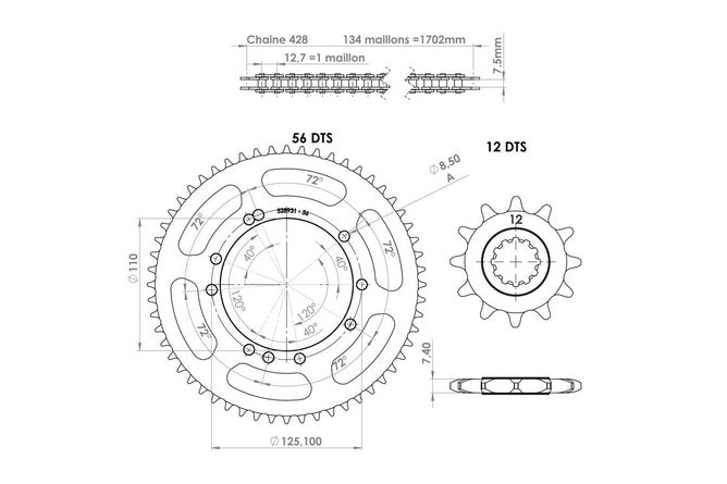 CGN528931 Kit Catena 12x56 - 428 Sherco 50 dal 2003